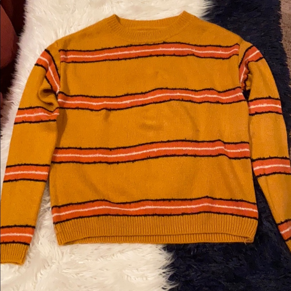Orange white and black sweatshirt
